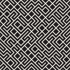 Vector Seamless Black and White Maze Lines Pattern