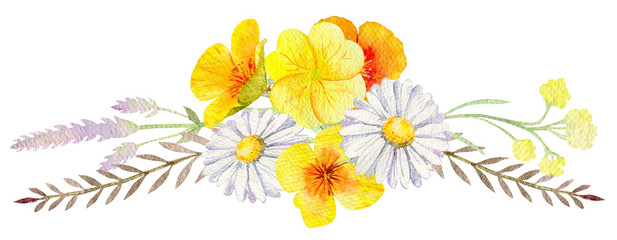 hand painted watercolor mockup clipart template of wild flowers