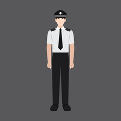 A male avatar of professions people. Front view. Full body. Flat style icons. Occupation avatar. Male police officer icon. Vector illustration