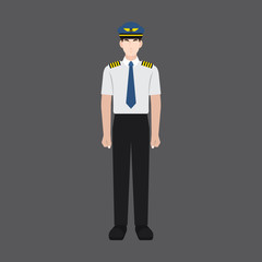 A male avatar of professions people. Front view. Full body. Flat style icons. Occupation avatar. Male pilot icon. Vector illustration