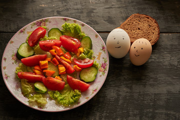 salad and eggs smilies