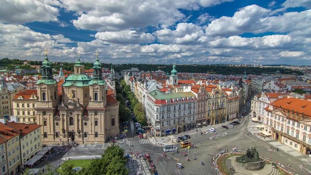 St. Nicholas Church and the Old Town Square timelapse, Prague, Czech Republic