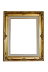 gold wood frame  on isolated white background with clip path lin