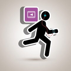 running sport headphones smartwatch vector illustration eps 10