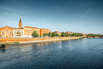 Verona cityscape view with Santa Anastasia church in Italy