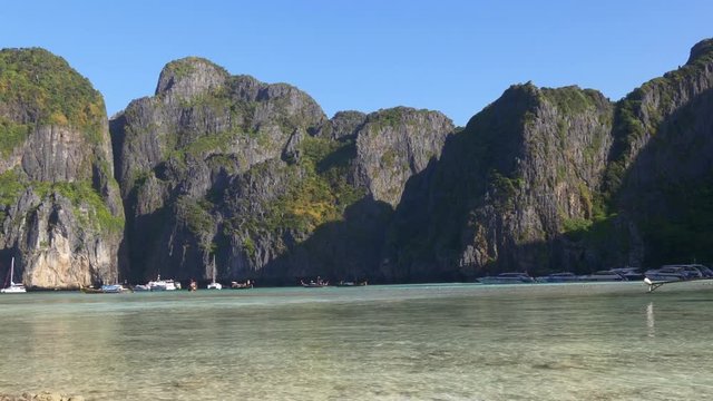 summer day time famous tourist koh phi phi beach islands panorama 4k thailand
