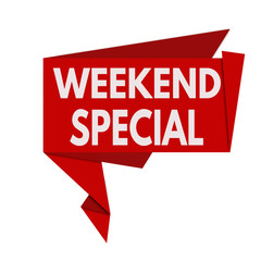 Weekend special red origami speech bubble