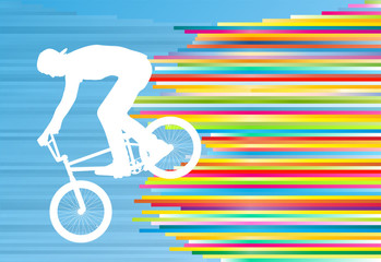 Cycling street rider stunt trick boy vector background abstract