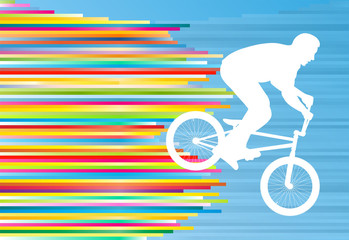 Cycling street rider stunt trick boy vector background abstract