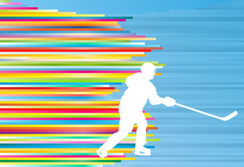 Naklejka premium Hockey player abstract vector background illustration with color
