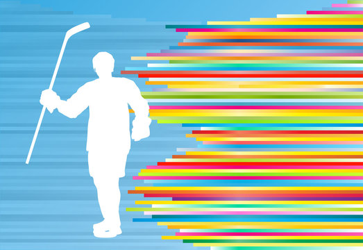 Hockey player abstract vector background illustration with color