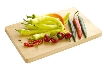 Hot pepper on a cutting board