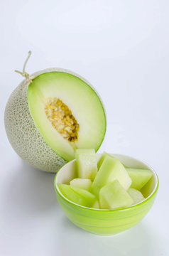 green melon on white
