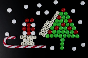 christmas tree shape candy background