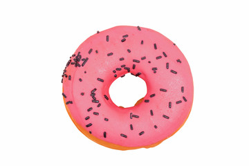 strawberry flavoured donut isolated on white