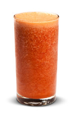 Glass of watermelon smoothie on white background