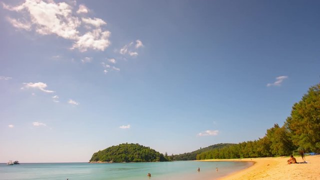 phuket island calm long layan beach bay panorama 4k time lapse thailand
