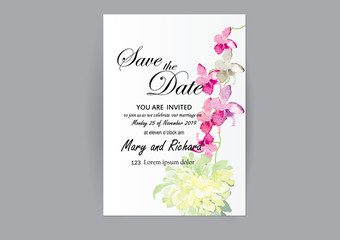 invitation card watercolor flowers  vintage design