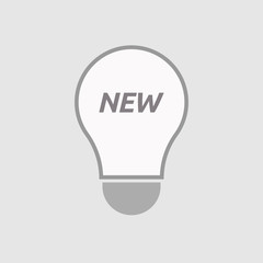 Isolated line art light bulb icon with    the text NEW
