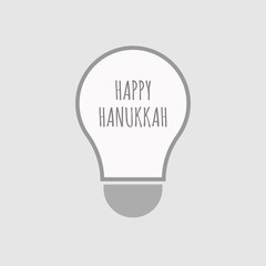 Isolated line art light bulb icon with    the text HAPPY HANUKKA