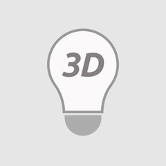 Isolated line art light bulb icon with    the text 3D
