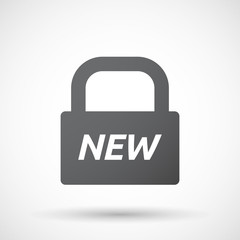 Isolated closed lock pad icon with    the text NEW