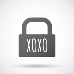Isolated closed lock pad icon with    the text XOXO