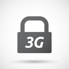 Isolated closed lock pad icon with    the text 3G