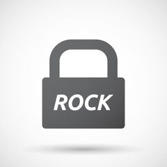 Isolated closed lock pad icon with    the text ROCK