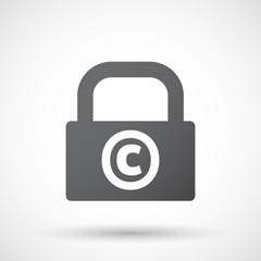 Isolated closed lock pad icon with    the  copyright sign