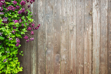 Wooden wall with decorative flowers