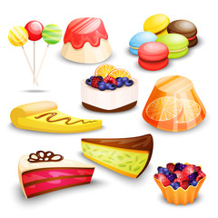 Set of sweets, cakes and other desserts
