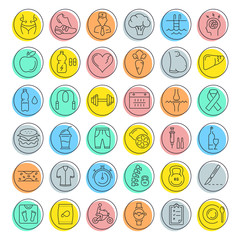 Set Vector Flat Line Icons Slimming