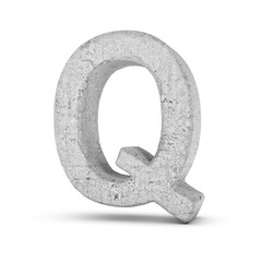 Concrete letter Q isolated on white background