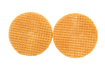 Dutch waffle called a stroopwafel isolated