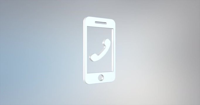 Animated Mobile Call White 3d Icon Loop Modules for edit with alpha matte
