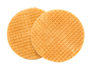 Dutch waffle called a stroopwafel isolated