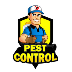Worker with equipment pest extermination