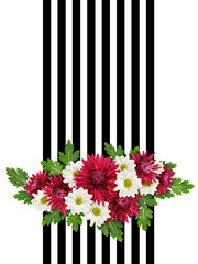 Flowers bouquet on striped background