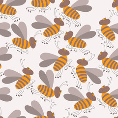seamless pattern with cute bees
