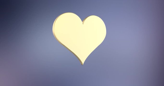 Animated Like Heart Gold 3d Icon Loop Modules for edit with alpha matte
