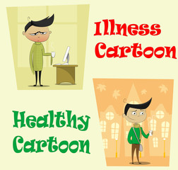 Sick and healthy man