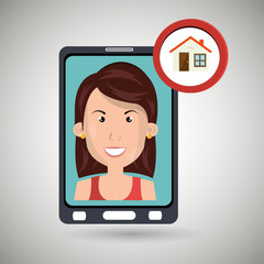 woman smartphone secure vector illustration eps 10