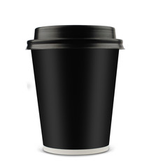 black coffee takeaway cup isolated on white