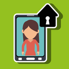 character smartphone secure protection vector illustration eps 10