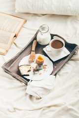 Breakfast in bed. Window light