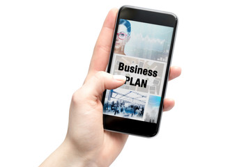 business plan on the smartphone screen.