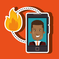 man smartphone insurance secure vector illustration eps 10