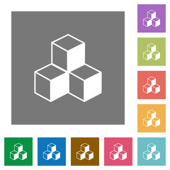 Isometric cubes square flat icons