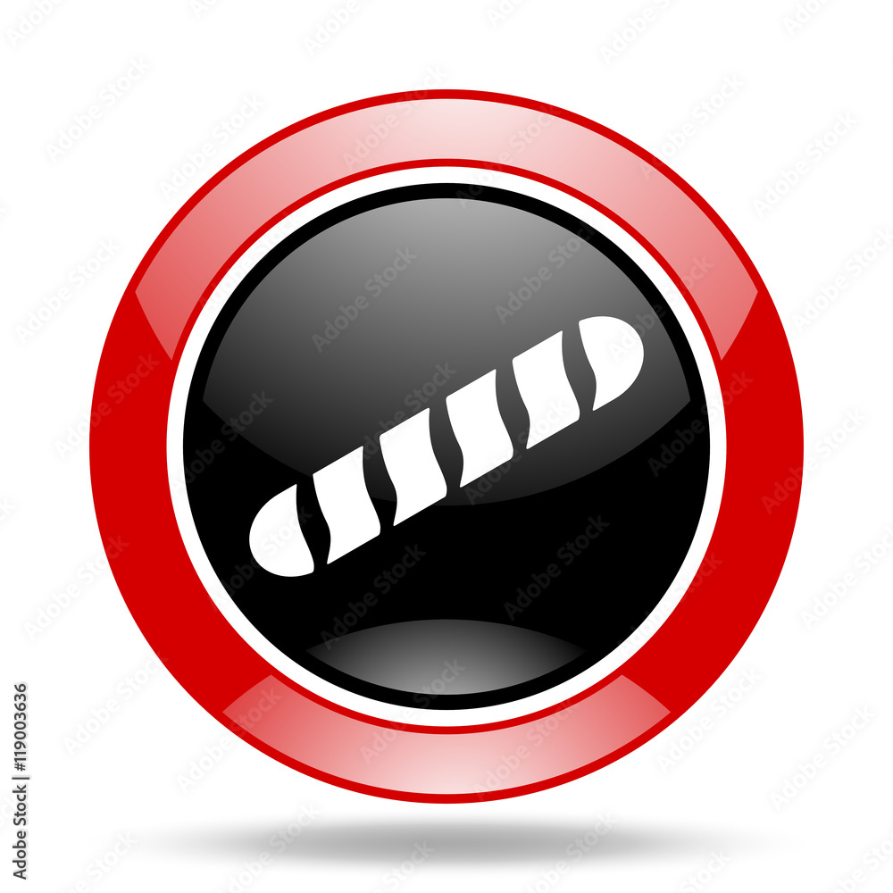 Aufkleber baguette red and black web glossy round icon